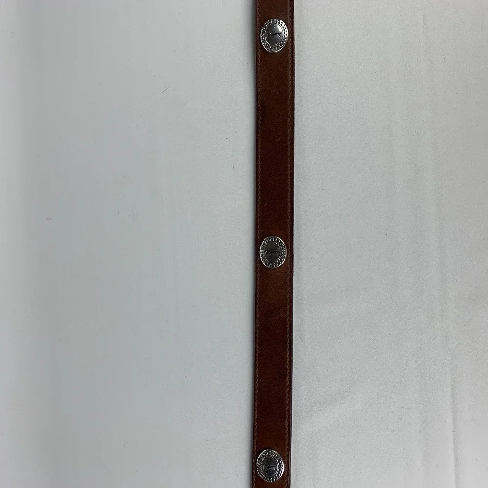 VTG PGA TOUR Belt Brown Leather W/ Golf Conchos Tapered 90'S MADE IN USA SZ 44